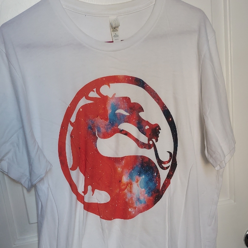 White T-Shirt with Red Graphic